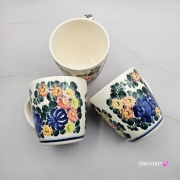 Kubek ceramiczny 330 ml Julia motyw kwiatowy Fajans Włocławek malowany ręcznie kubek z motywem kwiatowym lato