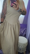 Sukienka lniana z odkrytymi plecami S i M piękna i elegancka DESERT ÉLÉGANCE – Linen Backless Maxi Dress