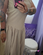Sukienka lniana z odkrytymi plecami S i M piękna i elegancka DESERT ÉLÉGANCE – Linen Backless Maxi Dress