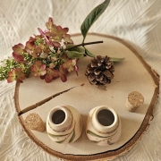 Zestaw ceramiczny - Sól i pieprz z zatyczkami z korka sypane od góry ręcznie toczone i malowane