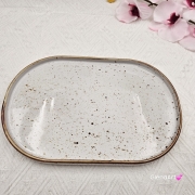 Półmisek z rantem 28,5 x 19 cm Arondi Kera Rustic Krem nakrapiany średni pięknie się prezentuje