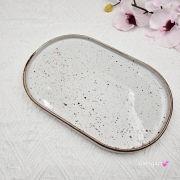 Półmisek z rantem 28,5 x 19 cm Arondi Kera Rustic Krem nakrapiany średni pięknie się prezentuje