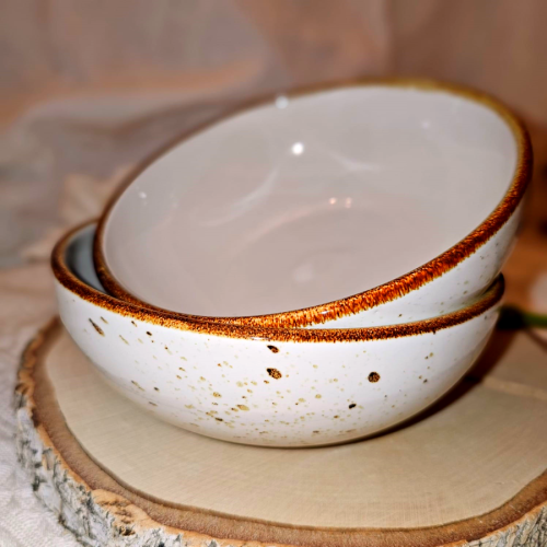 Miseczka ceramiczna na zupę Still Rustic Krem Kera nakrapiana