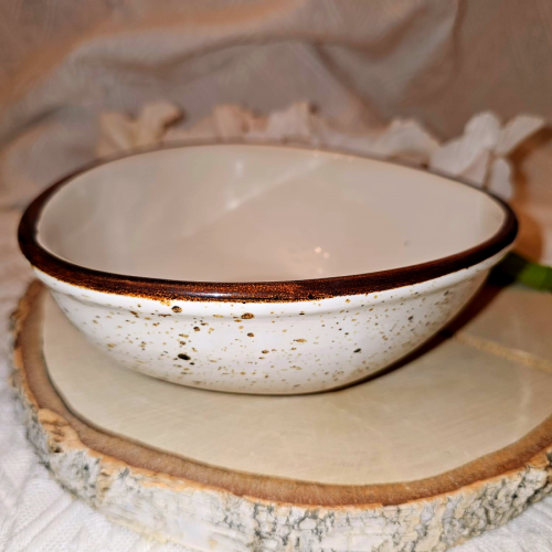 Miska ceramiczna na zupę Delta Rustic Krem Kera nakrapiana
