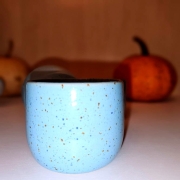 Czarka ceramiczna nakrapiana błękitna - 150 ml kubek bez ucha ręcznie toczony
