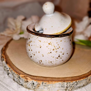 Cukiernica ceramiczna Trio Rustic Krem Kera nakrapiana