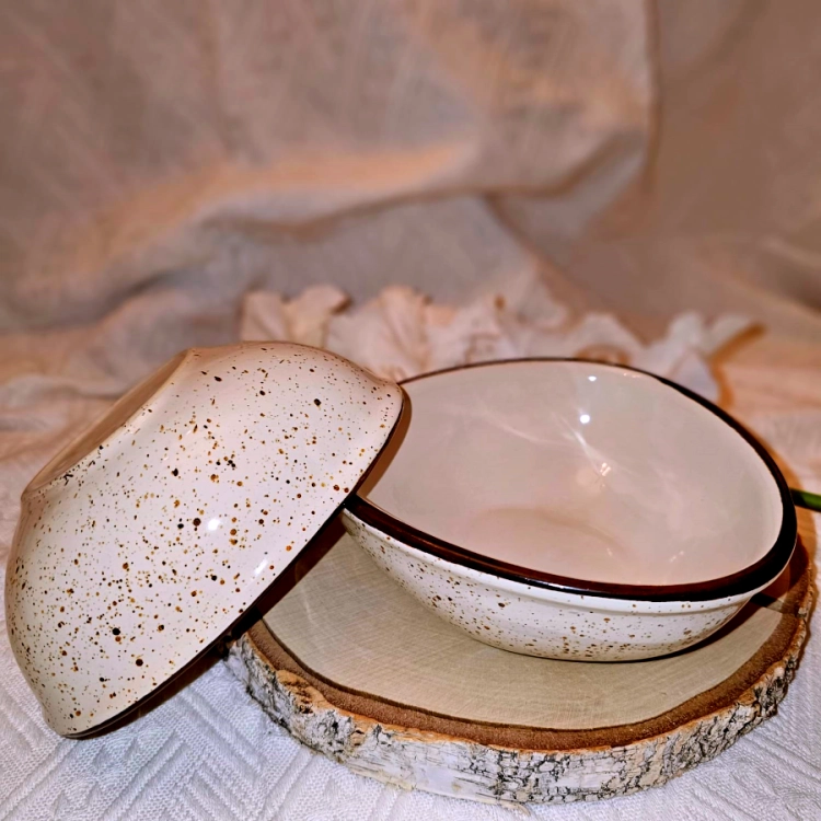 Miska ceramiczna na zupę Delta Rustic Krem Kera nakrapiana