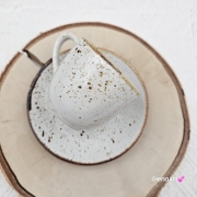 Filiżanka ceramiczna bel ze spodkiem rustykalna nakrapiana RUSTIC Krem Kera nakrapiana 200 ml elegancka filiżanka