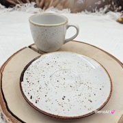 Filiżanka ceramiczna bel ze spodkiem rustykalna nakrapiana RUSTIC Krem Kera nakrapiana 200 ml elegancka filiżanka
