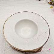 Talerz do makaronu zupy pasty rustykalny nakrapiany rustic krem still Kera 23 cm elegancki talerz do zupy makaronu i pasty