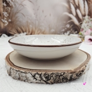 Talerz głęboki do zupy kremu pasty rustykalny nakrapiany rustic krem still Kera 22 cm elegancki talerz do zupy