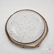 Talerzyk śniadaniowy rustykalny nakrapiany rustic krem still Kera 21 cm elegancki talerz śniadaniowy