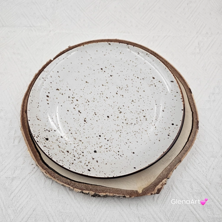 Talerzyk śniadaniowy rustykalny nakrapiany rustic krem still Kera 21 cm elegancki talerz śniadaniowy