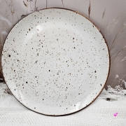 Talerzyk śniadaniowy rustykalny nakrapiany rustic krem still Kera 21 cm elegancki talerz śniadaniowy