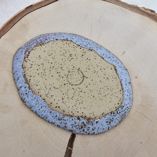 Tarka ceramiczna do czosnki i imbiru niebieska w cętki Glena Art rękodzieło ulepiona ręcznie tarka do owoców