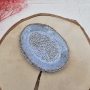 Tarka ceramiczna do czosnki i imbiru niebieska w cętki Glena Art rękodzieło ulepiona ręcznie tarka do owoców