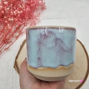 Kubek czarka ceramiczna w kolorach niebieskich i błękitnych przenikających się ceramiczna Glena Art kubek bez uszka do kawy herbaty ulubiony kubek ceramiczny ceramika 250 ml niebieskie odcienie