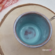 Kubek czarka ceramiczna w kolorach niebieskich i błękitnych przenikających się ceramiczna Glena Art kubek bez uszka do kawy herbaty ulubiony kubek ceramiczny ceramika 250 ml niebieskie odcienie
