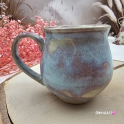 Kubek czeski niebieski z refleksami beczułka w kolorze niebieskim ceramiczny Glena Art beczułka kubek z uszkiem do kawy herbaty ulubiony kubek ceramiczny ceramika 220 ml