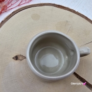 Kubek ceramiczny slow i croissant Glena Art beczułka mała kubeczek z uszkiem do kawy herbaty ulubiony kubek z napisem slow i croissant i rogalikiem ceramiczny ceramika 120 ml