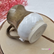Kubek beczułka MAX duży ceramiczny Glena Art kolor ziemi brąz i biel z uszkiem kolory ziemi do kawy herbaty ulubiony kubek ceramiczny ceramika 400 ml