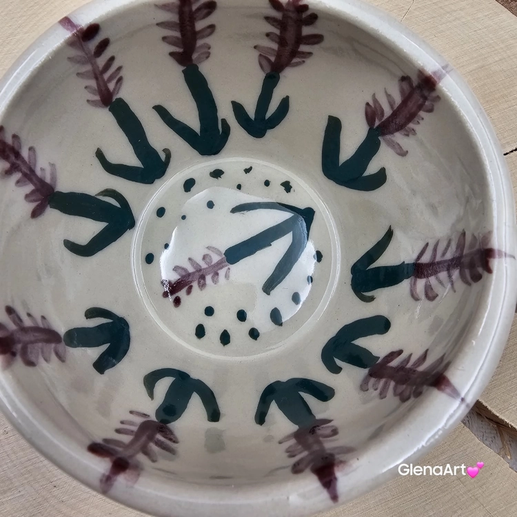 Filiżanka ceramiczna Glena Art ręcznie malowana gałązki lawendy z uszkiem do kawy herbaty ulubiony kubek ceramiczny ceramika 250 ml rękodzieło