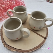 Kubek czeski z rogalikami i serduszkami beczułka ceramiczny Glena Art kubek z uszkiem do kawy herbaty ulubiony kubek ceramiczny ceramika 220 ml z rogalikami i czerwonymi serduszkami