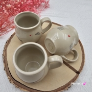 Kubek czeski z rogalikami i serduszkami beczułka ceramiczny Glena Art kubek z uszkiem do kawy herbaty ulubiony kubek ceramiczny ceramika 220 ml z rogalikami i czerwonymi serduszkami