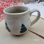 Kubek czeski beczułka choinki świąteczny ceramiczny Glena Art kubek z uszkiem do kawy herbaty ulubiony kubek ceramiczny ceramika 220 ml z choinkami bożonarodzeniowy