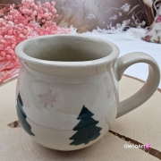 Kubek czeski beczułka choinki świąteczny ceramiczny Glena Art kubek z uszkiem do kawy herbaty ulubiony kubek ceramiczny ceramika 220 ml z choinkami bożonarodzeniowy
