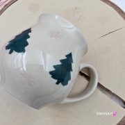 Kubek czeski beczułka choinki świąteczny ceramiczny Glena Art kubek z uszkiem do kawy herbaty ulubiony kubek ceramiczny ceramika 220 ml z choinkami bożonarodzeniowy