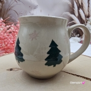 Kubek czeski beczułka choinki świąteczny ceramiczny Glena Art kubek z uszkiem do kawy herbaty ulubiony kubek ceramiczny ceramika 220 ml z choinkami bożonarodzeniowy