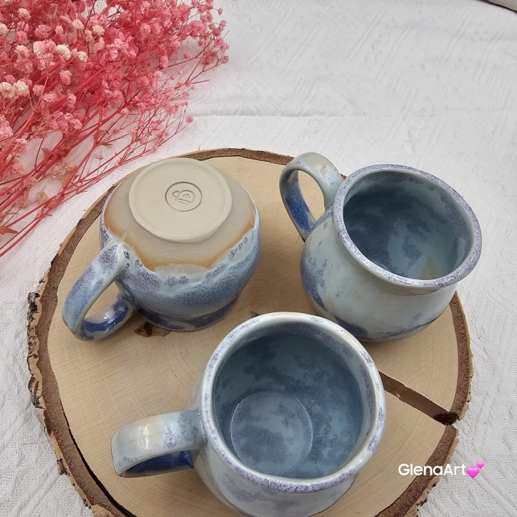 Kubek czeski błękitna chmurka ceramiczny Glena Art beczułka jasnoniebieska kubek z uszkiem do kawy herbaty ulubiony kubek ceramiczny ceramika 250 ml