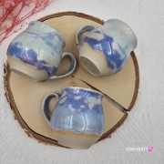 Kubek czeski błękitna chmurka ceramiczny Glena Art beczułka jasnoniebieska kubek z uszkiem do kawy herbaty ulubiony kubek ceramiczny ceramika 250 ml