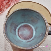 Filiżanka ceramiczna z serduszkiem Glena Art niebieska lawenda z uszkiem do kawy herbaty ulubiony kubek ceramiczny ceramika 250 ml rękodzieło niebieskie kolory i serduszko