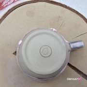 Filiżanka ceramiczna z serduszkiem na dnie pastelowy fiolet / róż Glena Art z uszkiem do kawy herbaty ulubiony kubek ceramiczny ceramika 250 ml rękodzieło serduszko na dnie