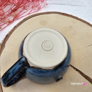 Filiżanka ceramiczna z serduszkiem morska głębia granatowo - brązowa Glena Art z uszkiem do kawy herbaty ulubiony kubek ceramiczny ceramika 250 ml rękodzieło serduszko
