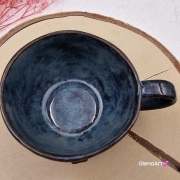 Filiżanka ceramiczna z serduszkiem morska głębia granatowo - brązowa Glena Art z uszkiem do kawy herbaty ulubiony kubek ceramiczny ceramika 250 ml rękodzieło serduszko
