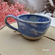 Filiżanka ceramiczna Glena Art niebieska lawenda z uszkiem do kawy herbaty ulubiony kubek ceramiczny ceramika 250 ml rękodzieło niebieskie / fioletowe odcienie