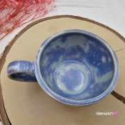 Filiżanka ceramiczna Glena Art niebieska lawenda z uszkiem do kawy herbaty ulubiony kubek ceramiczny ceramika 250 ml rękodzieło niebieskie / fioletowe odcienie