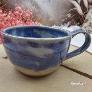Filiżanka ceramiczna Glena Art niebieska lawenda z uszkiem do kawy herbaty ulubiony kubek ceramiczny ceramika 250 ml rękodzieło niebieskie / fioletowe odcienie