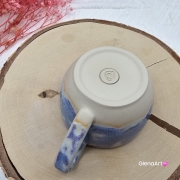 Filiżanka ceramiczna Glena Art niebieska lawenda z uszkiem do kawy herbaty ulubiony kubek ceramiczny ceramika 250 ml rękodzieło niebieskie / fioletowe odcienie