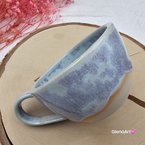 Filiżanka ceramiczna Glena Art niebieska chmurka z uszkiem do kawy herbaty ulubiony kubek ceramiczny ceramika 250 ml rękodzieło niebieska chmurka