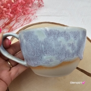 Filiżanka ceramiczna Glena Art niebieska chmurka z uszkiem do kawy herbaty ulubiony kubek ceramiczny ceramika 250 ml rękodzieło niebieska chmurka