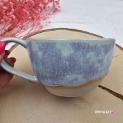 Filiżanka ceramiczna Glena Art niebieska chmurka z uszkiem do kawy herbaty ulubiony kubek ceramiczny ceramika 250 ml rękodzieło niebieska chmurka
