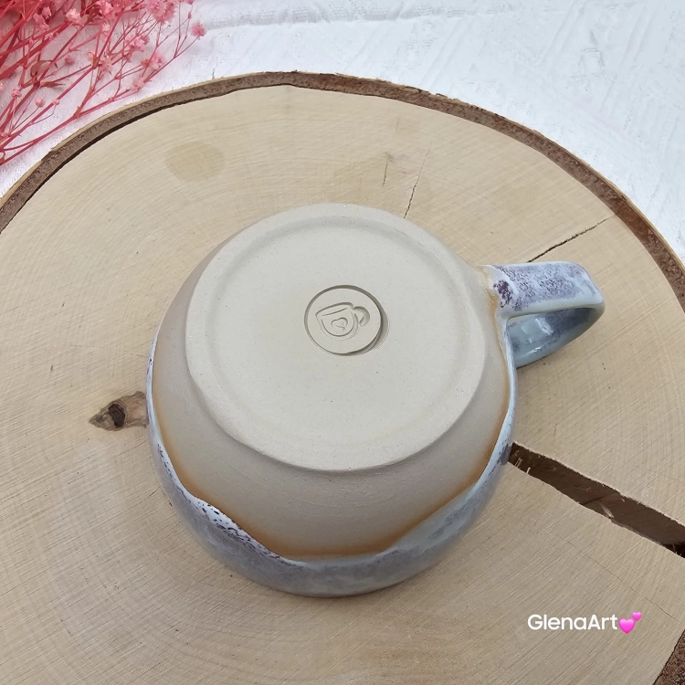 Filiżanka ceramiczna Glena Art niebieska chmurka z uszkiem do kawy herbaty ulubiony kubek ceramiczny ceramika 250 ml rękodzieło niebieska chmurka