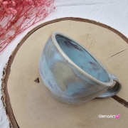 Filiżanka ceramiczna z serduszkiem na dnie Glena Art niebieska chmurka z uszkiem do kawy herbaty ulubiony kubek ceramiczny ceramika 250 ml rękodzieło niebieskie kolory i serduszko na dnie
