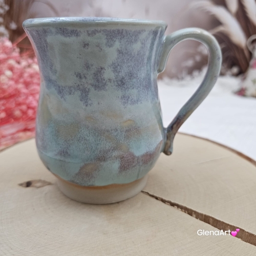 Kubek beczułka MAX duży ceramiczny Glena Art niebieskie niebo z uszkiem do kawy herbaty ulubiony kubek ceramiczny ceramika 400 ml