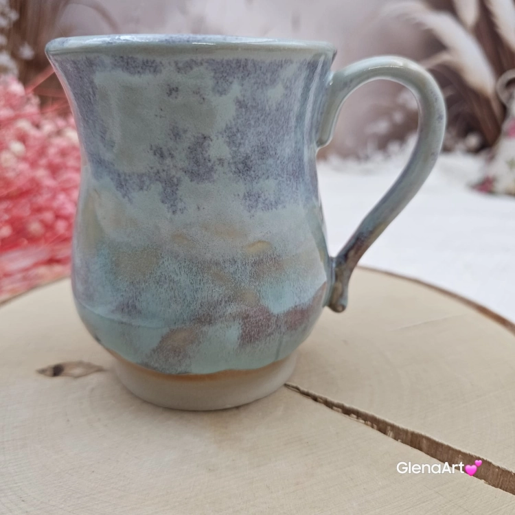 Kubek beczułka MAX duży ceramiczny Glena Art niebieskie niebo z uszkiem do kawy herbaty ulubiony kubek ceramiczny ceramika 400 ml