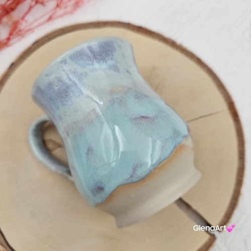 Kubek beczułka MAX duży ceramiczny Glena Art niebieskie niebo z uszkiem do kawy herbaty ulubiony kubek ceramiczny ceramika 400 ml